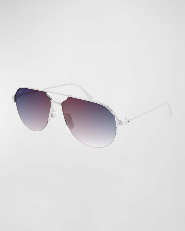 Men's Gradient Metal Half-Rim Sunglasses